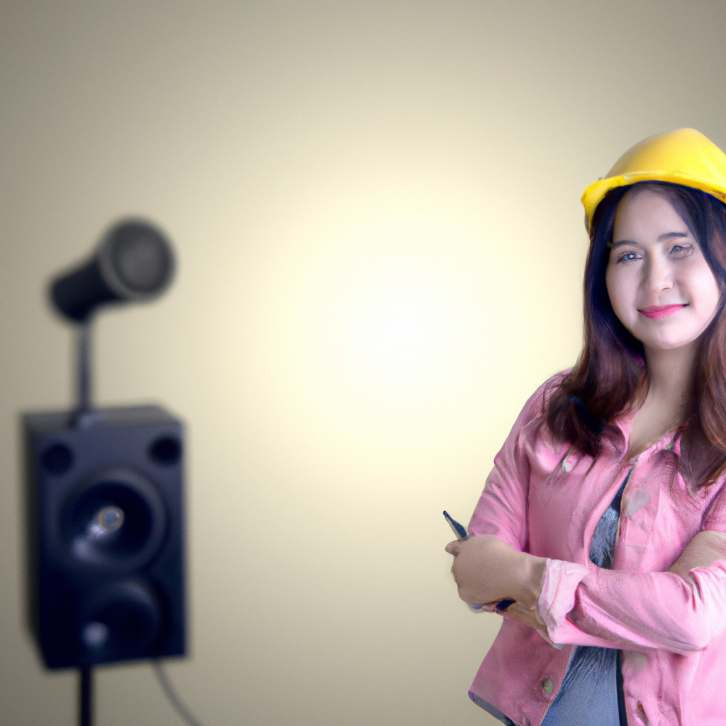 Líder de ingeniería acústica en estudio con difusores